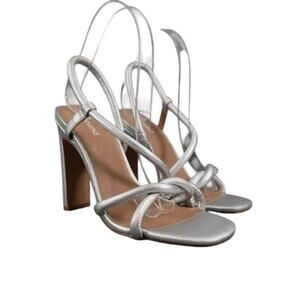 Abound Shoes Womens 5 Pump Sandals Slingback Silver Tube Straps Slip On Fashion